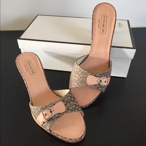 Coach Tan Signature Monogram Ashleigh Kitten Heels